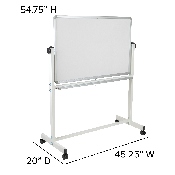 HERCULES Series 45.25"W x 54.75"H Double-Sided Mobile White Board with Pen Tray, YU-YCI-001-GG