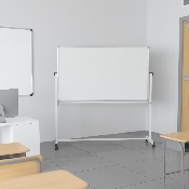 HERCULES Series 45.25"W x 54.75"H Double-Sided Mobile White Board with Pen Tray, YU-YCI-001-GG