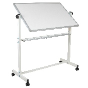 HERCULES Series 45.25"W x 54.75"H Double-Sided Mobile White Board with Pen Tray, YU-YCI-001-GG