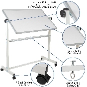HERCULES Series 45.25"W x 54.75"H Double-Sided Mobile White Board with Pen Tray, YU-YCI-001-GG