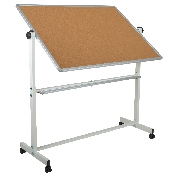 HERCULES Series 53"W x 62.5"H Reversible Mobile Cork Bulletin Board and White Board with Pen Tray, YU-YCI-003-CK-GG