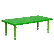 24''W x 48''L Rectangular Green Plastic Height Adjustable Activity Table, YU-YCX-001-2-RECT-TBL-GREEN-GG