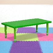 24''W x 48''L Rectangular Green Plastic Height Adjustable Activity Table, YU-YCX-001-2-RECT-TBL-GREEN-GG