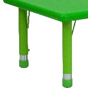 24''W x 48''L Rectangular Green Plastic Height Adjustable Activity Table, YU-YCX-001-2-RECT-TBL-GREEN-GG