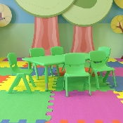 24''W x 48''L Rectangular Green Plastic Height Adjustable Activity Table Set with 6 Chairs, YU-YCX-0013-2-RECT-TBL-GREEN-E-GG