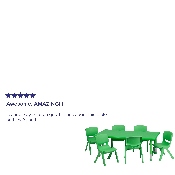 24''W x 48''L Rectangular Green Plastic Height Adjustable Activity Table Set with 6 Chairs, YU-YCX-0013-2-RECT-TBL-GREEN-E-GG
