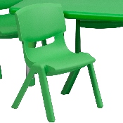 24''W x 48''L Rectangular Green Plastic Height Adjustable Activity Table Set with 4 Chairs, YU-YCX-0013-2-RECT-TBL-GREEN-R-GG