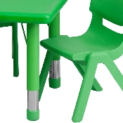 24''W x 48''L Rectangular Green Plastic Height Adjustable Activity Table Set with 4 Chairs, YU-YCX-0013-2-RECT-TBL-GREEN-R-GG