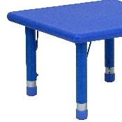 24'' Square Blue Plastic Height Adjustable Activity Table, YU-YCX-002-2-SQR-TBL-BLUE-GG