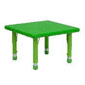 24'' Square Green Plastic Height Adjustable Activity Table, YU-YCX-002-2-SQR-TBL-GREEN-GG