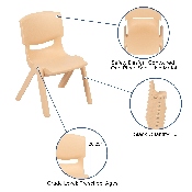 24" Square Natural Plastic Height Adjustable Activity Table Set with 2 Chairs, YU-YCX-0023-2-SQR-TBL-NAT-R-GG