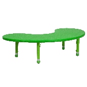 35''W x 65''L Half-Moon Green Plastic Height Adjustable Activity Table, YU-YCX-004-2-MOON-TBL-GREEN-GG