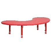 35''W x 65''L Half-Moon Red Plastic Height Adjustable Activity Table, YU-YCX-004-2-MOON-TBL-RED-GG