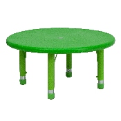 33'' Round Green Plastic Height Adjustable Activity Table, YU-YCX-007-2-ROUND-TBL-GREEN-GG