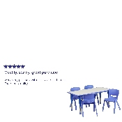 23.625''W x 47.25''L Rectangular Blue Plastic Height Adjustable Activity Table Set with 4 Chairs, YU-YCY-060-0034-RECT-TBL-BLUE-GG