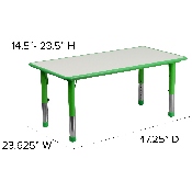 23.625''W x 47.25''L Rectangular Green Plastic Height Adjustable Activity Table Set with 4 Chairs, YU-YCY-060-0034-RECT-TBL-GREEN-GG