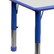 23.625''W x 47.25''L Rectangular Blue Plastic Height Adjustable Activity Table Set with 6 Chairs, YU-YCY-060-0036-RECT-TBL-BLUE-GG