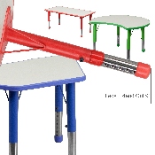 23.625''W x 47.25''L Rectangular Blue Plastic Height Adjustable Activity Table Set with 6 Chairs, YU-YCY-060-0036-RECT-TBL-BLUE-GG
