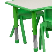 23.625''W x 47.25''L Rectangular Green Plastic Height Adjustable Activity Table Set with 6 Chairs, YU-YCY-060-0036-RECT-TBL-GREEN-GG