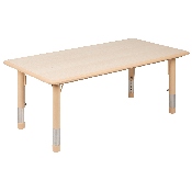 23.625"W x 47.25"L Rectangular Natural Plastic Height Adjustable Activity Table Set with 6 Chairs, YU-YCY-060-0036-RECT-TBL-NAT-GG