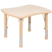 21.875"W x 26.625"L Rectangular Natural Plastic Height Adjustable Activity Table Set with 4 Chairs, YU-YCY-098-0034-RECT-TBL-NAT-GG