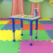 21.875''W x 26.625''L Rectangular Blue Plastic Height Adjustable Activity Table with Grey Top, YU-YCY-098-RECT-TBL-BLUE-GG