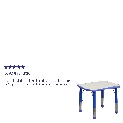 21.875''W x 26.625''L Rectangular Blue Plastic Height Adjustable Activity Table with Grey Top, YU-YCY-098-RECT-TBL-BLUE-GG
