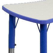 21.875''W x 26.625''L Rectangular Blue Plastic Height Adjustable Activity Table with Grey Top, YU-YCY-098-RECT-TBL-BLUE-GG