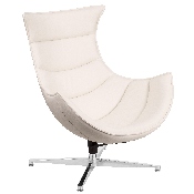 Melrose White LeatherSoft Swivel Cocoon Chair, ZB-32-GG