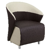Dark Brown LeatherSoft Curved Barrel Back Lounge Chair with Beige Detailing, ZB-8-GG