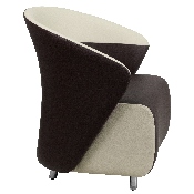 Dark Brown LeatherSoft Curved Barrel Back Lounge Chair with Beige Detailing, ZB-8-GG