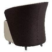 Dark Brown LeatherSoft Curved Barrel Back Lounge Chair with Beige Detailing, ZB-8-GG