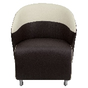 Dark Brown LeatherSoft Curved Barrel Back Lounge Chair with Beige Detailing, ZB-8-GG