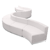 HERCULES Alon Series Melrose White LeatherSoft Reception Configuration, 10 Pieces, ZB-803-400-SET-WH-GG, ZB-803-400-SET-WH-GG