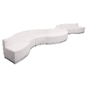 HERCULES Alon Series Melrose White LeatherSoft Reception Configuration, 8 Pieces, ZB-803-430-SET-WH-GG, ZB-803-430-SET-WH-GG