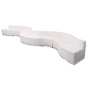 HERCULES Alon Series Melrose White LeatherSoft Reception Configuration, 8 Pieces, ZB-803-430-SET-WH-GG, ZB-803-430-SET-WH-GG
