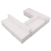 HERCULES Alon Series Melrose White LeatherSoft Reception Configuration, 6 Pieces, ZB-803-510-SET-WH-GG, ZB-803-510-SET-WH-GG