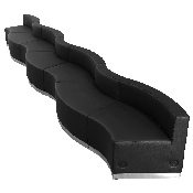 HERCULES Alon Series Black LeatherSoft Reception Configuration, 7 Pieces, ZB-803-550-SET-BK-GG, ZB-803-550-SET-BK-GG