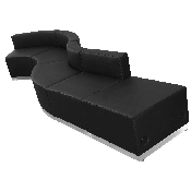 HERCULES Alon Series Black LeatherSoft Reception Configuration, 5 Pieces, ZB-803-590-SET-BK-GG, ZB-803-590-SET-BK-GG