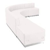HERCULES Alon Series Melrose White LeatherSoft Reception Configuration, 5 Pieces, ZB-803-610-SET-WH-GG, ZB-803-610-SET-WH-GG