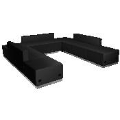 HERCULES Alon Series Black LeatherSoft Reception Configuration, 7 Pieces, ZB-803-660-SET-BK-GG, ZB-803-660-SET-BK-GG