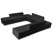 HERCULES Alon Series Black LeatherSoft Reception Configuration, 7 Pieces, ZB-803-660-SET-BK-GG, ZB-803-660-SET-BK-GG