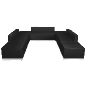 HERCULES Alon Series Black LeatherSoft Reception Configuration, 7 Pieces, ZB-803-660-SET-BK-GG, ZB-803-660-SET-BK-GG