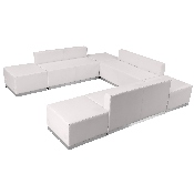 HERCULES Alon Series Melrose White LeatherSoft Reception Configuration, 7 Pieces, ZB-803-660-SET-WH-GG, ZB-803-660-SET-WH-GG