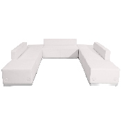 HERCULES Alon Series Melrose White LeatherSoft Reception Configuration, 7 Pieces, ZB-803-660-SET-WH-GG, ZB-803-660-SET-WH-GG