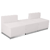 HERCULES Alon Series Melrose White LeatherSoft Reception Configuration, 3 Pieces, ZB-803-670-SET-WH-GG, ZB-803-670-SET-WH-GG