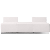 HERCULES Alon Series Melrose White LeatherSoft Reception Configuration, 3 Pieces, ZB-803-670-SET-WH-GG, ZB-803-670-SET-WH-GG