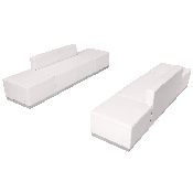 HERCULES Alon Series Melrose White LeatherSoft Reception Configuration, 6 Pieces, ZB-803-700-SET-WH-GG, ZB-803-700-SET-WH-GG