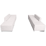 HERCULES Alon Series Melrose White LeatherSoft Reception Configuration, 6 Pieces, ZB-803-700-SET-WH-GG, ZB-803-700-SET-WH-GG