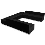 HERCULES Alon Series Black LeatherSoft Reception Configuration, 8 Pieces, ZB-803-710-SET-BK-GG
